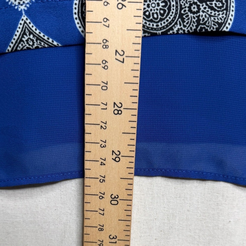 Rose + Olive Printed Sleeveless Blouse size 1X‎ Blue/Black - Picture 6 of 6